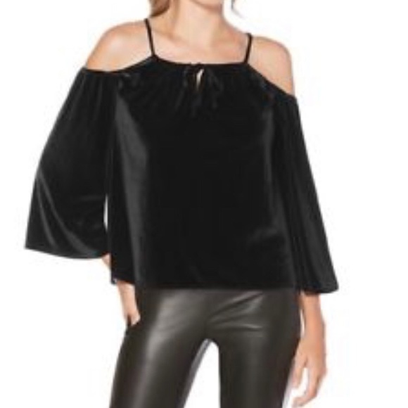 black velvet cold shoulder top